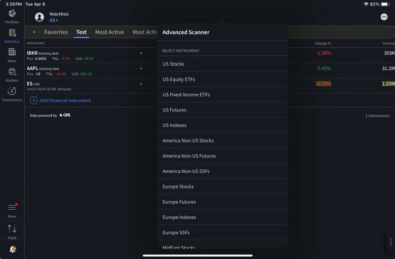 The new advanced scanner parameters on the iPad